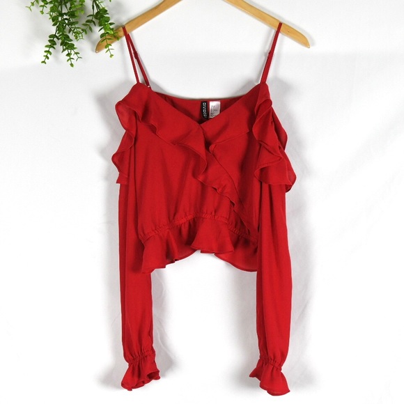 Divided Red Off the Shoulder Ruffle Top - Picture 2 of 9
